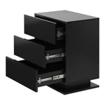 Bedside Table RGB LED Nightstand Cabinet 3 Drawers Side Table Home Bedroom Furniture-Black