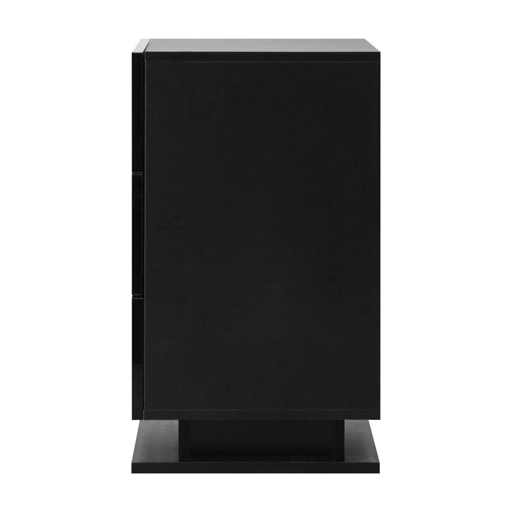 Bedside Table RGB LED Nightstand Cabinet 3 Drawers Side Table Home Bedroom Furniture-Black