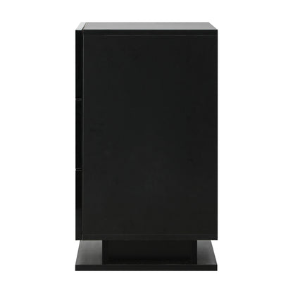 Bedside Table RGB LED Nightstand Cabinet 3 Drawers Side Table Home Bedroom Furniture-Black