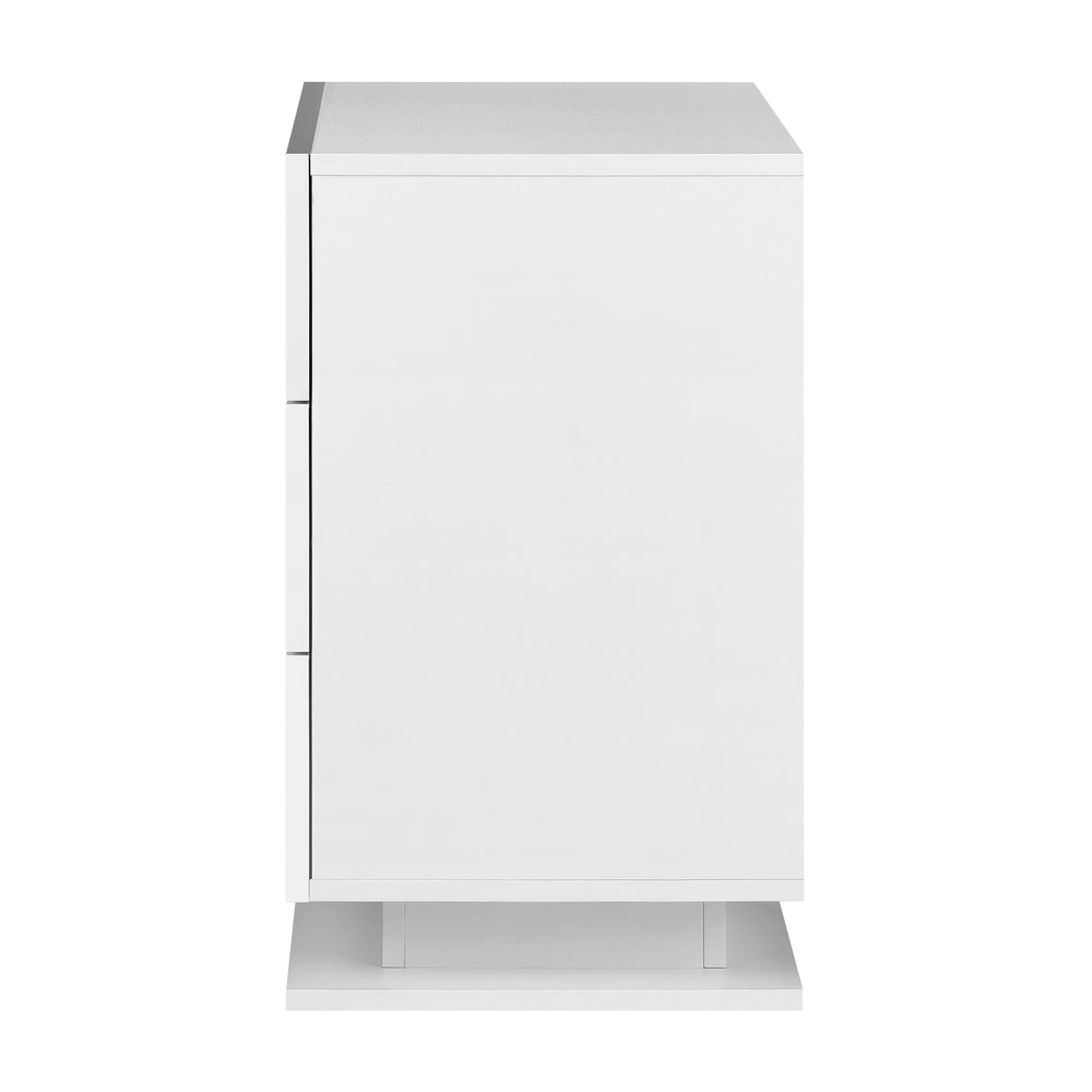 Bedside Table RGB LED Nightstand Cabinet 3 Drawers Side Table Furniture