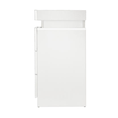 Bedside Table RGB LED Nightstand Cabinet 3 Drawers Side Table Furniture White