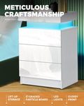 Bedside Tables Set of 2 LED Nightstand White