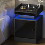 LED Bedside Table USB Charging Station Brown/Black/White