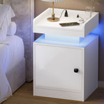 LED Bedside Table USB Charging Station Brown/Black/White