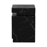 Bedside Table 2 Drawers LED Nightstand Marble Effect Black/White