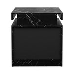 Bedside Table 2 Drawers LED Nightstand Marble Effect Black/White