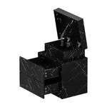 2x Bedside Table 2 Drawers LED Nightstand Marble Effect