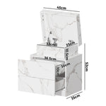 Bedside Table 2 Drawers LED Nightstand Marble Effect Black/White