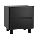 Bedside Table 2 Drawer Storage Cabinet Nightstand Walnut/Black Wood Finish
