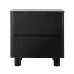Bedside Table 2 Drawer Storage Cabinet Nightstand Walnut/Black Wood Finish