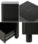 Bedside Table 2 Drawer Storage Cabinet Nightstand Black/Walnut 2 Pack Set