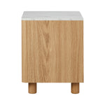 Bedside Table 2 Drawers Nightstand  Marble Top Natural