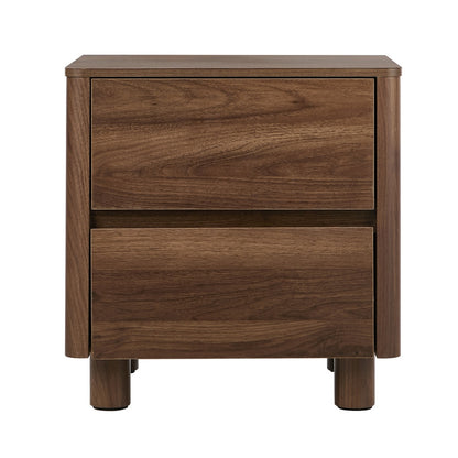 Bedside Table 2 Drawer Storage Cabinet Nightstand Black/Walnut 2 Pack Set