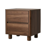 Bedside Table 2 Drawer Storage Cabinet Nightstand Black/Walnut 2 Pack Set