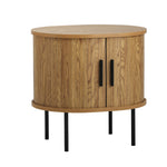 2-tier Bedside Table with Sliding Doors Natural