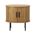 2-tier Bedside Table with Sliding Doors Natural