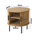 2-tier Bedside Table with Sliding Doors Natural