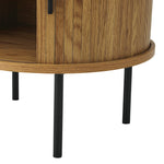 2-tier Bedside Table with Sliding Doors Natural