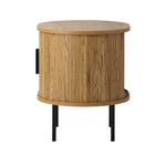 2-tier Bedside Table with Sliding Doors Natural