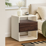 Bedside Table With Drawer Open Shelves Retro-Modern