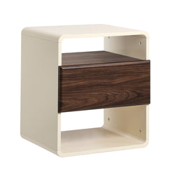 Bedside Table With Drawer Open Shelves Retro-Modern