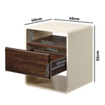 Bedside Table With Drawer Open Shelves Retro-Modern