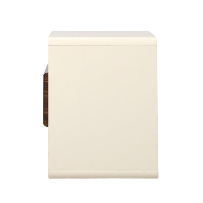 Bedside Table With Drawer Open Shelves Retro-Modern