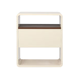 2x Bedside Tables with Drawer & Open Shelves Retro-Modern Bedroom Furniture