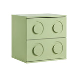 Bedside Table 2 Drawers Nightstand Side Storage Cabinet - Green