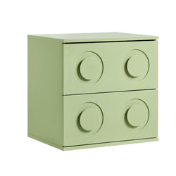 Bedside Table 2 Drawers Nightstand Side Storage Cabinet - Green