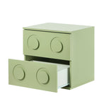 Bedside Table 2 Drawers Nightstand Side Storage Cabinet - Green