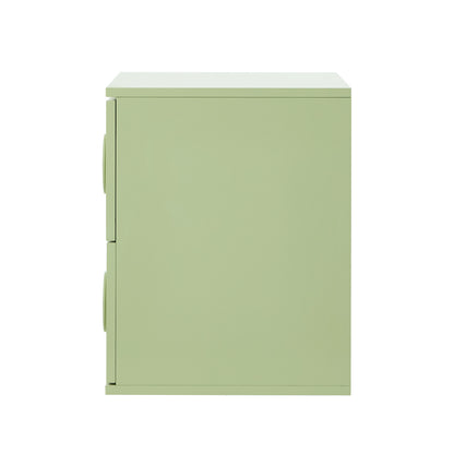 Bedside Table 2 Drawers Nightstand Side Storage Cabinet - Green