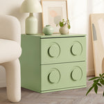 Bedside Table 2 Drawers Nightstand Side Storage Cabinet - Green