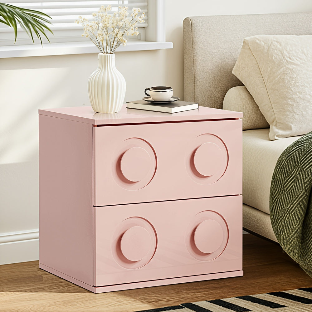 Bedside Table 2 Drawers Nightstand Side Storage Cabinet - Green