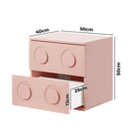 Bedside Table 2 Drawers Nightstand Side Storage Cabinet - Green