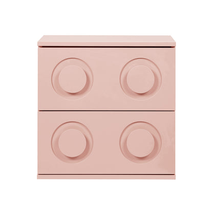 Modern Bedside Table Set Of 2 Dot Collection 2 Drawer Pink MDF Cabinet