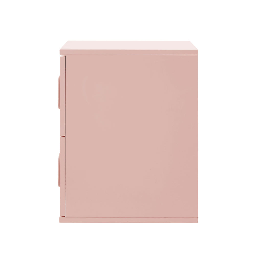 Modern Bedside Table Set Of 2 Dot Collection 2 Drawer Pink MDF Cabinet