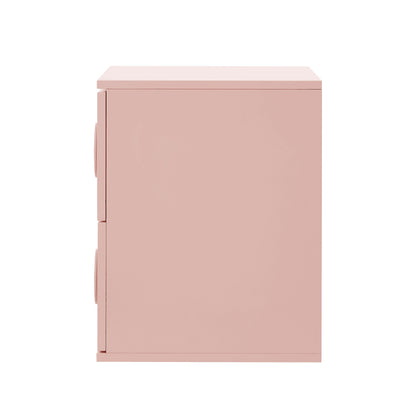 Modern Bedside Table Set Of 2 Dot Collection 2 Drawer Pink MDF Cabinet