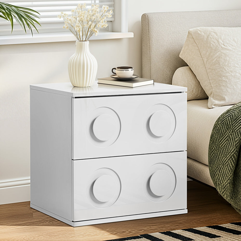 Bedside Table 2 Drawers Nightstand Side Storage Cabinet - Green