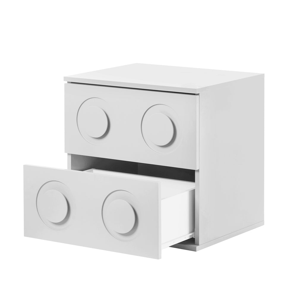 Bedside Table 2 Drawers Nightstand Side Storage Cabinet - Green