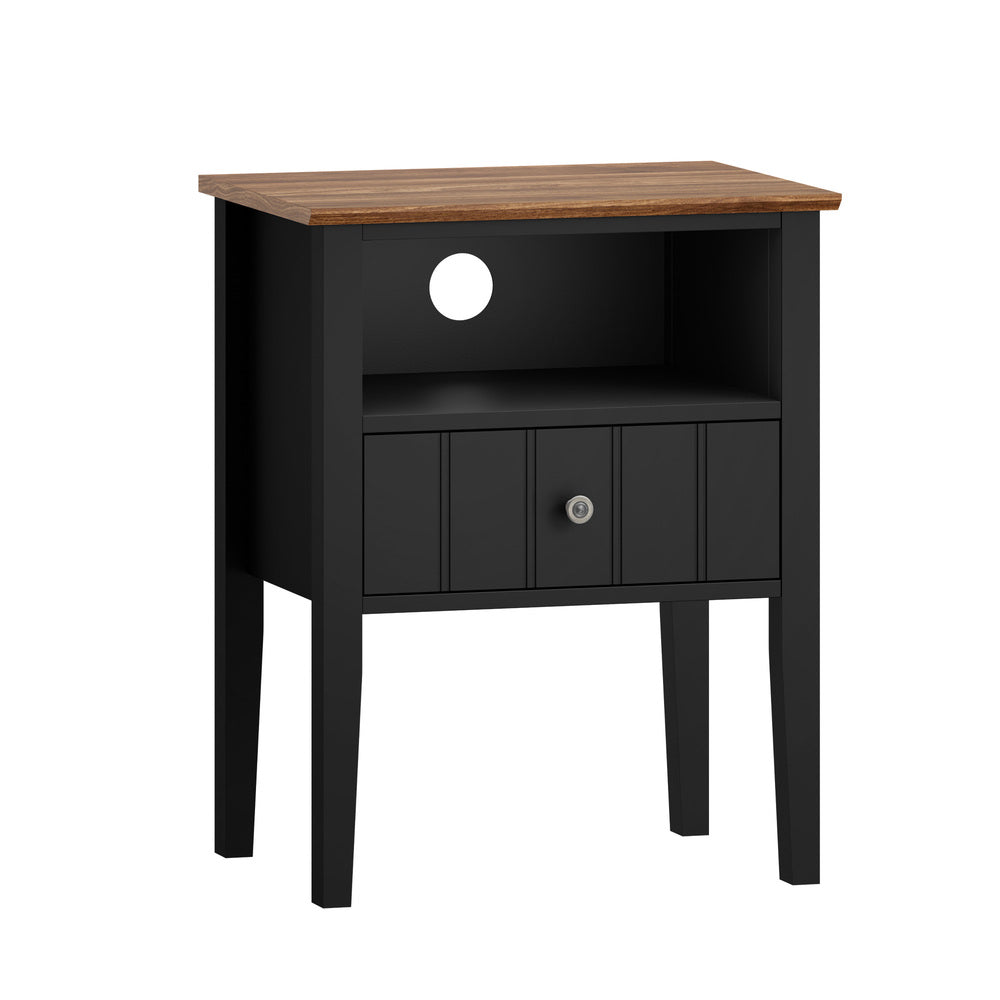 Black bedside table 48x35x60cm, side view
