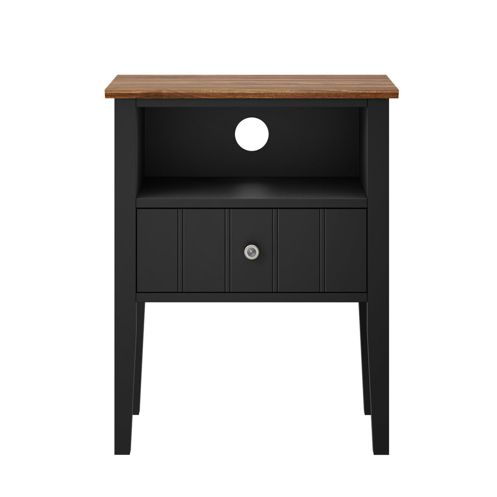 Black bedside table 48x35x60cm, rear view