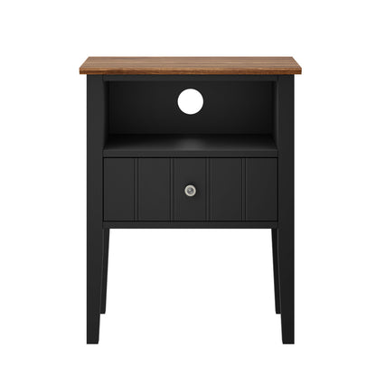 Black bedside table 48x35x60cm, rear view