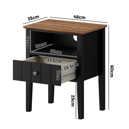 Black bedside table 48x35x60cm, view 9