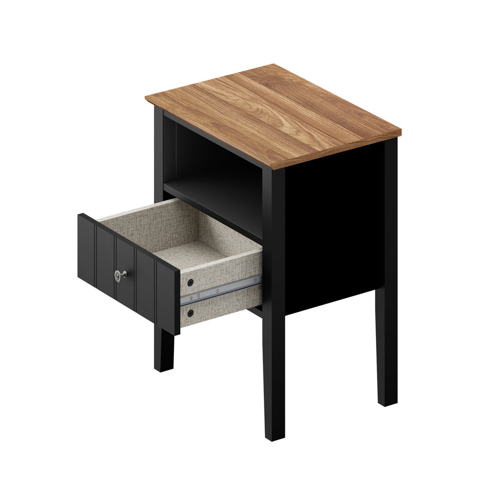 Black bedside table 48x35x60cm, detail