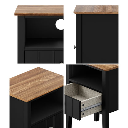 Black bedside table 48x35x60cm, in room setting