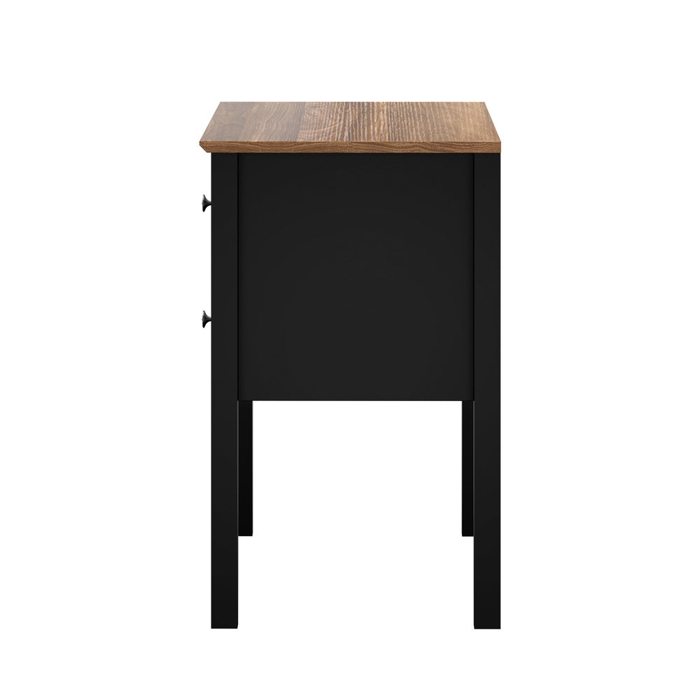 Black bedside table 65x40x65cm, rear view