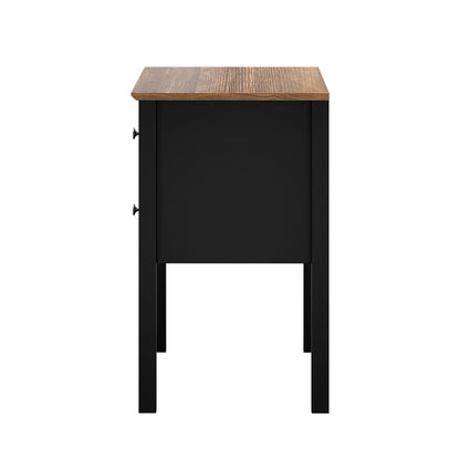 Black bedside table 65x40x65cm, rear view