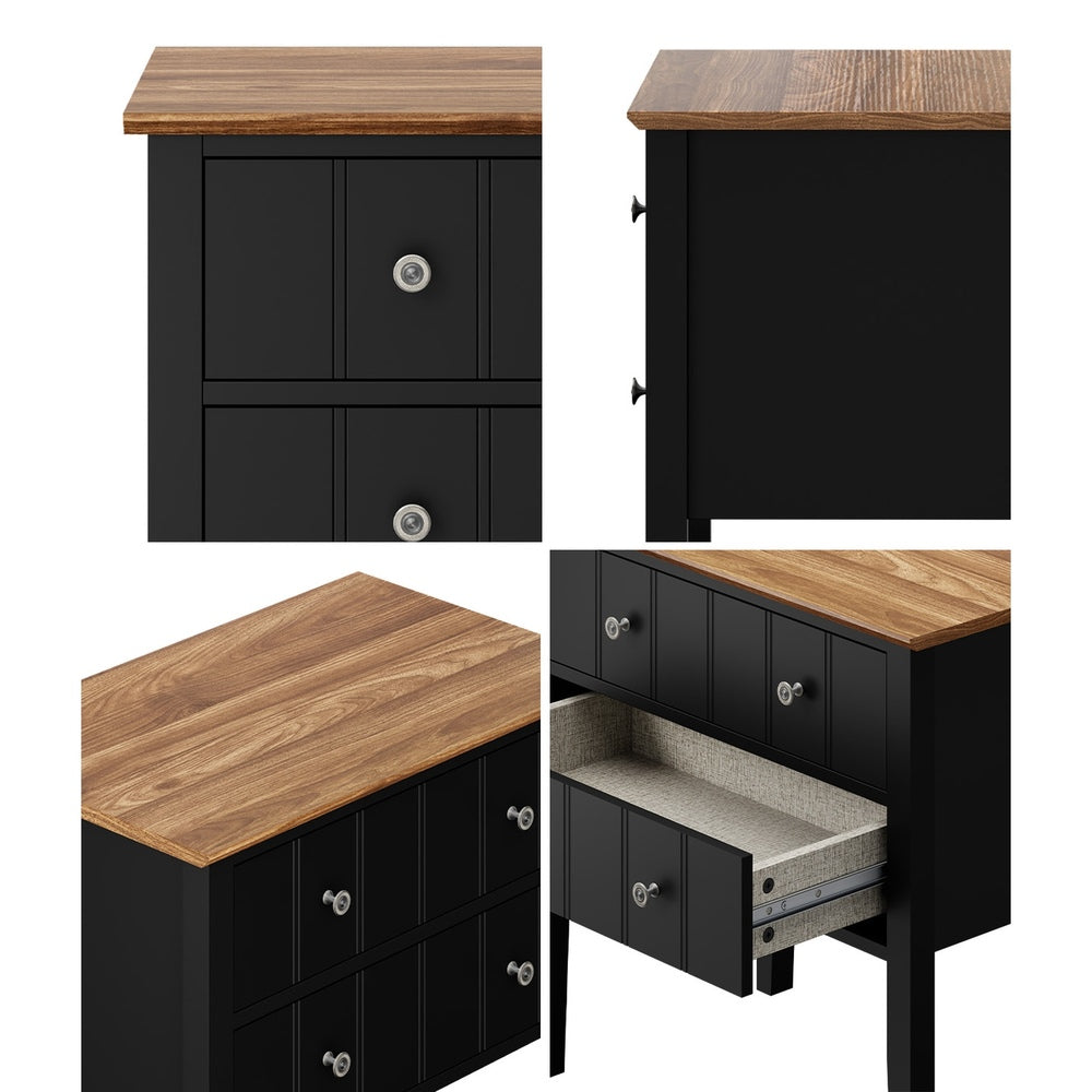 Black bedside table 65x40x65cm, in room setting