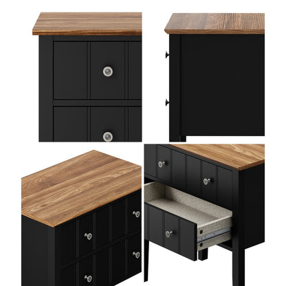 Black bedside table 65x40x65cm, in room setting